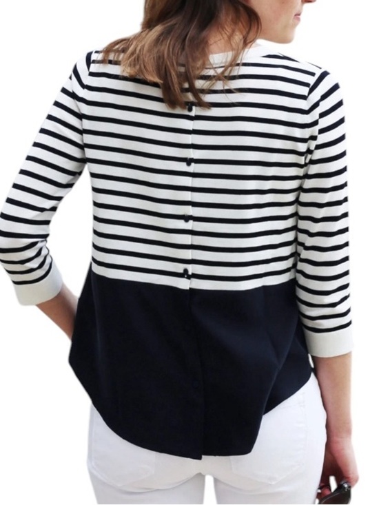 COS Tops - COS Women's Striped Cotton and Silk Mixed-Media Top w/ Button-down Back Panel XS